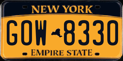 NY license plate GOW8330