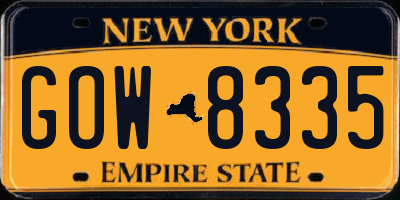 NY license plate GOW8335