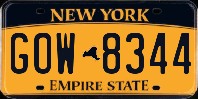 NY license plate GOW8344