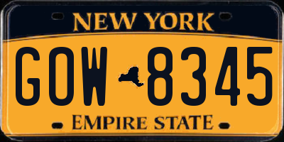 NY license plate GOW8345