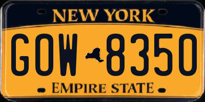 NY license plate GOW8350