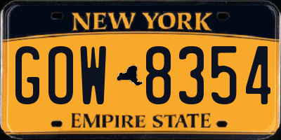 NY license plate GOW8354