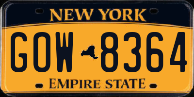NY license plate GOW8364