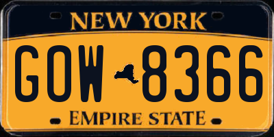 NY license plate GOW8366