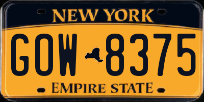 NY license plate GOW8375