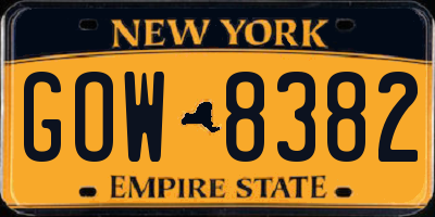 NY license plate GOW8382