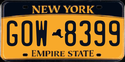 NY license plate GOW8399