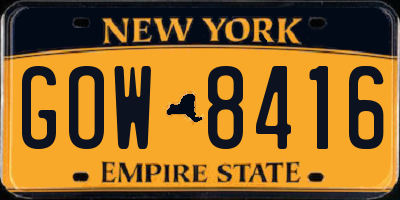 NY license plate GOW8416