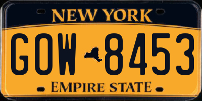 NY license plate GOW8453