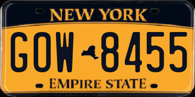 NY license plate GOW8455