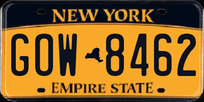 NY license plate GOW8462