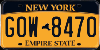 NY license plate GOW8470