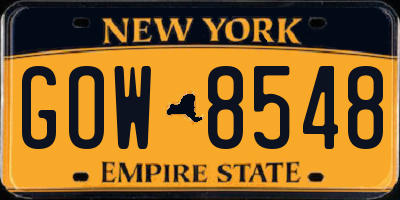 NY license plate GOW8548