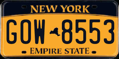 NY license plate GOW8553
