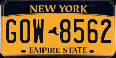 NY license plate GOW8562