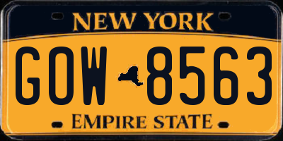 NY license plate GOW8563
