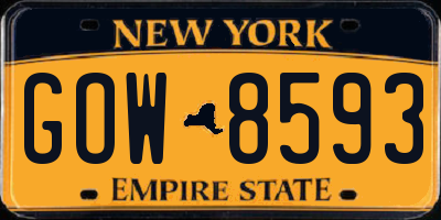 NY license plate GOW8593