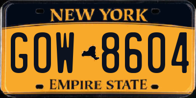 NY license plate GOW8604