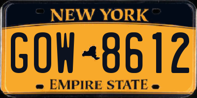 NY license plate GOW8612