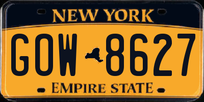 NY license plate GOW8627