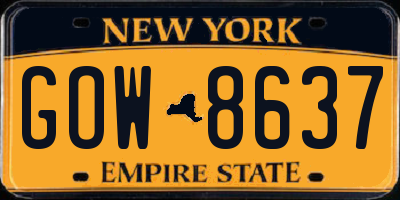 NY license plate GOW8637