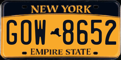 NY license plate GOW8652
