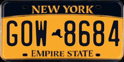 NY license plate GOW8684