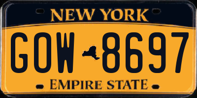 NY license plate GOW8697