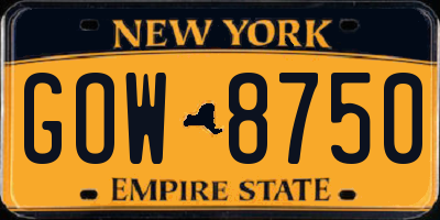 NY license plate GOW8750