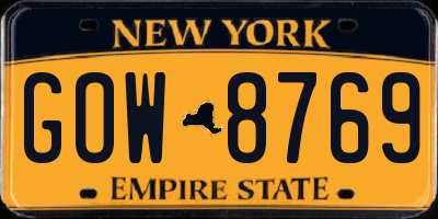 NY license plate GOW8769