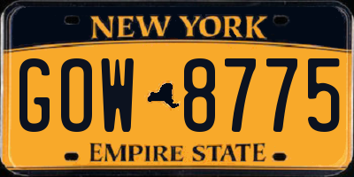 NY license plate GOW8775