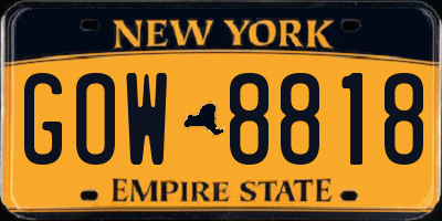 NY license plate GOW8818