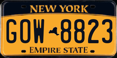 NY license plate GOW8823