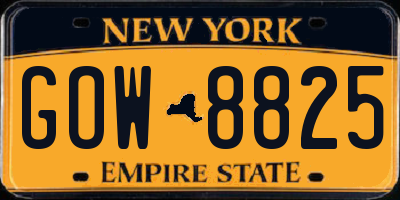 NY license plate GOW8825