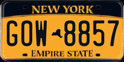 NY license plate GOW8857