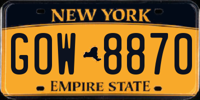 NY license plate GOW8870