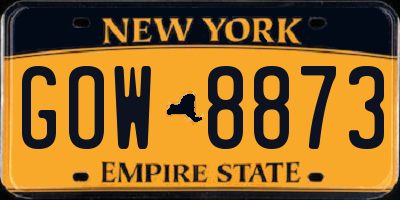 NY license plate GOW8873