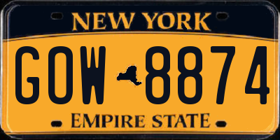 NY license plate GOW8874