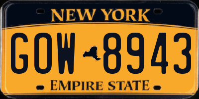 NY license plate GOW8943