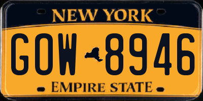 NY license plate GOW8946