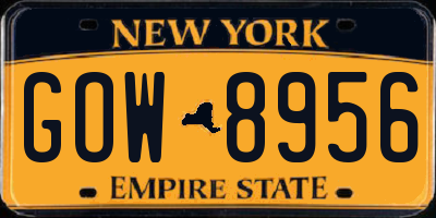 NY license plate GOW8956