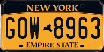 NY license plate GOW8963
