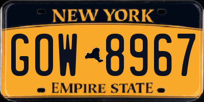 NY license plate GOW8967