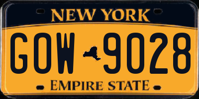 NY license plate GOW9028