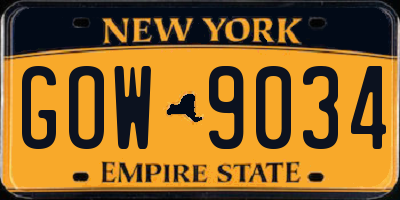 NY license plate GOW9034