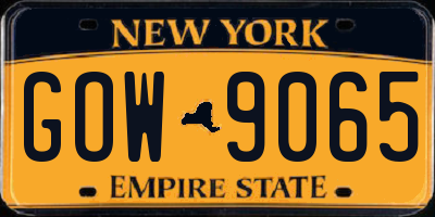 NY license plate GOW9065