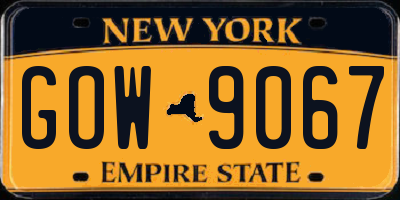 NY license plate GOW9067