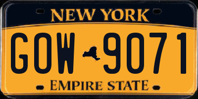 NY license plate GOW9071