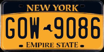 NY license plate GOW9086