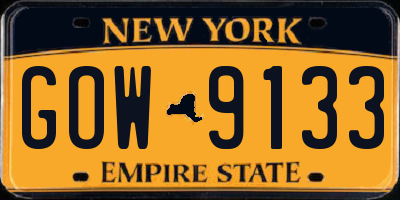 NY license plate GOW9133